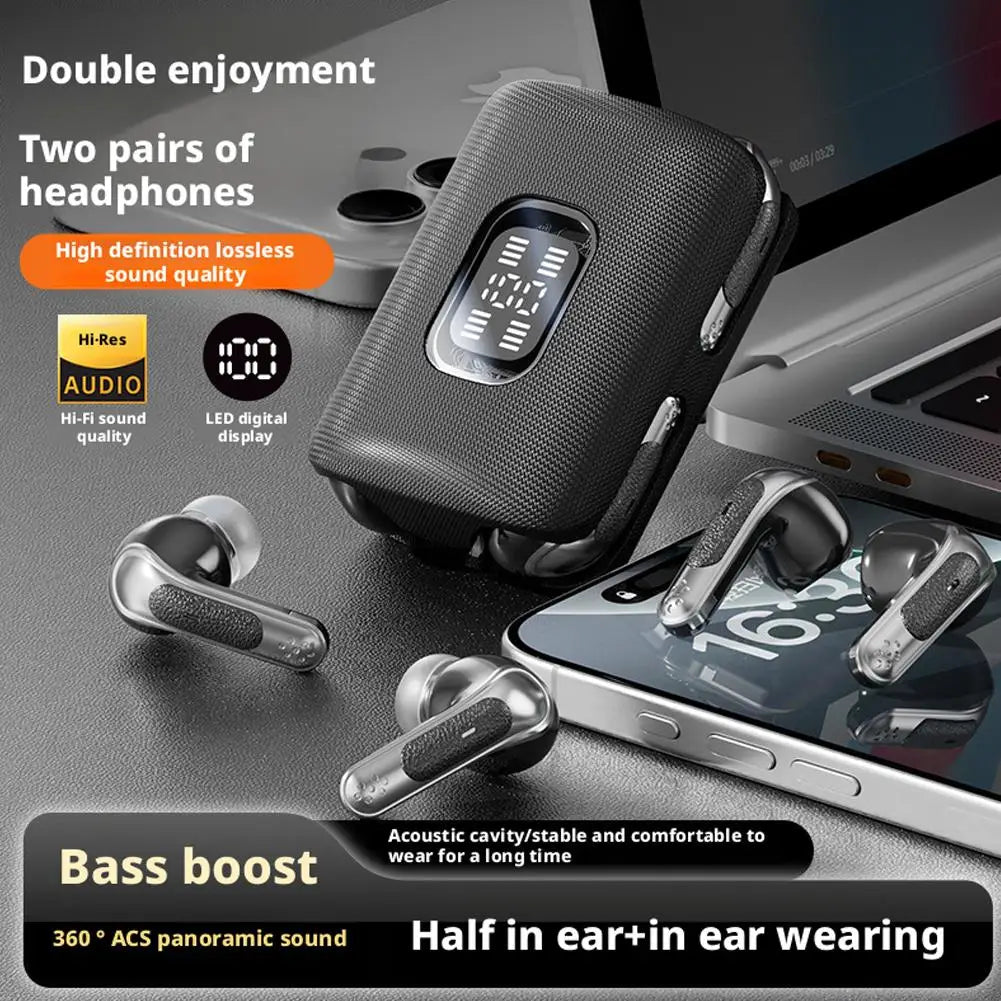 GRWIBEOU 2-Pair Bluetooth Earbuds | Dual Case, ANC & Display
