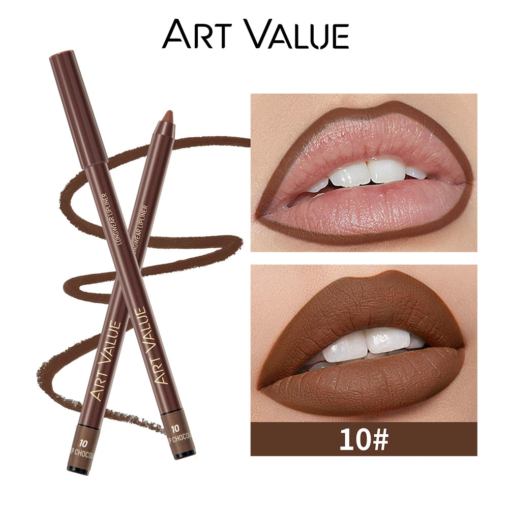 Art Value 12-Color Waterproof Matte Lip Liner Pencil – Long Lasting
