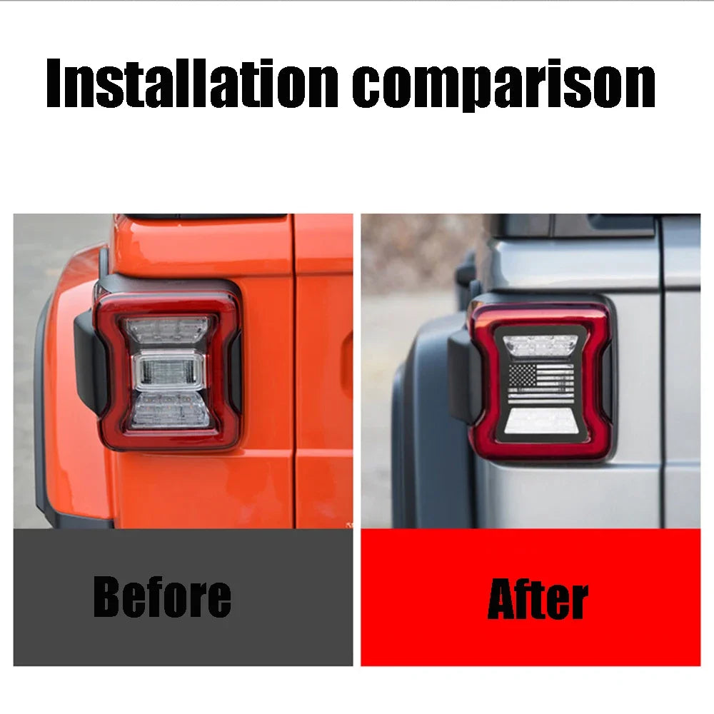 1Pair For Jeep Wrangler JL 2018 - 2022 Lamp Hood Rear Light Cover Decoration Brake Car Sticker Rear Taillight Protector Guard Oasis Select