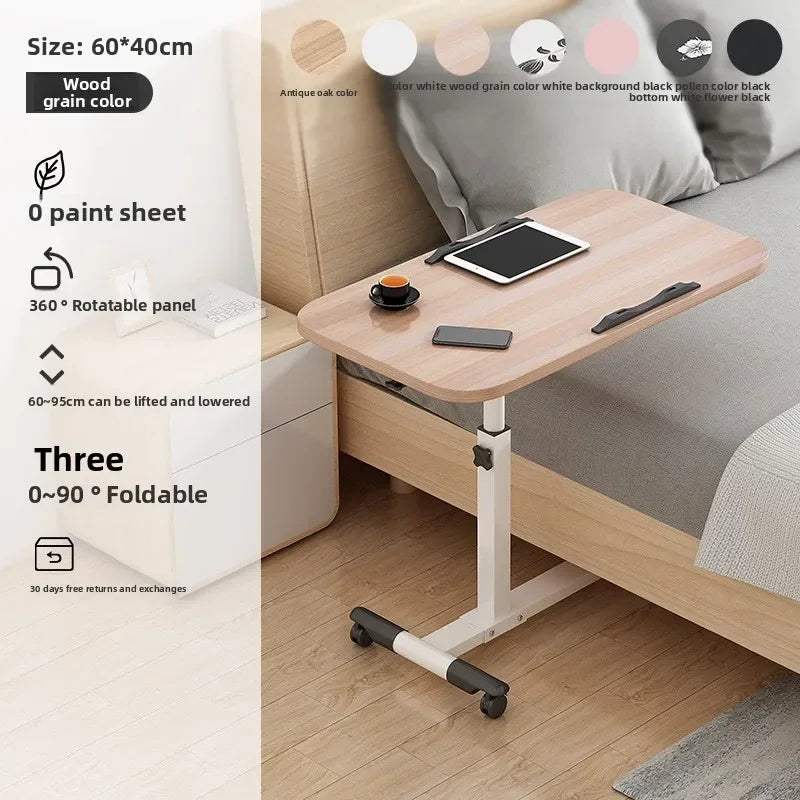 Multi-functional Standing Simple Portable Laptop Computer Desk Bed Computer Desk Floor Mobile Lift Bedside Table Durable Oasis Select 305 wood