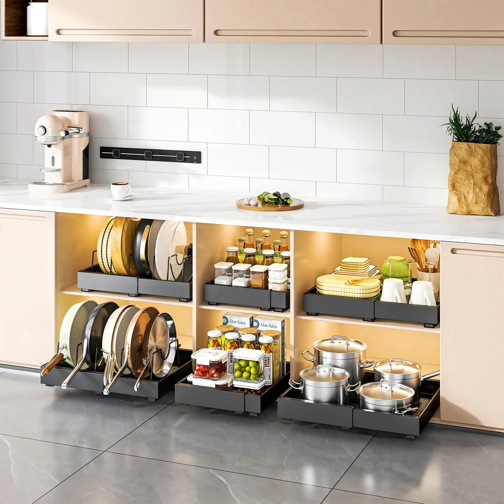Kitchen retractable rack, seasoning bottle in cabinet, pulling storage rack, sink, pot, sundries, organizing rack, drawer Oasis Select