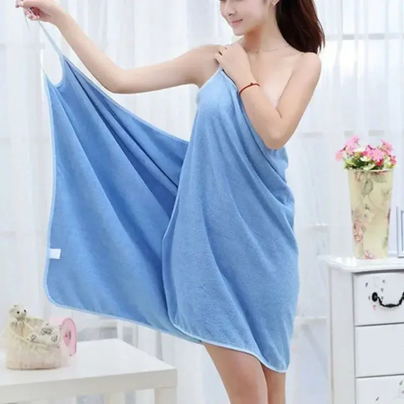 Wearable Towel Ladies Shower Spa For Adults Beach Soft Bath Towel for Women Microfiber Bathrobe Bath and Sauna Towels Oasis Select Blue