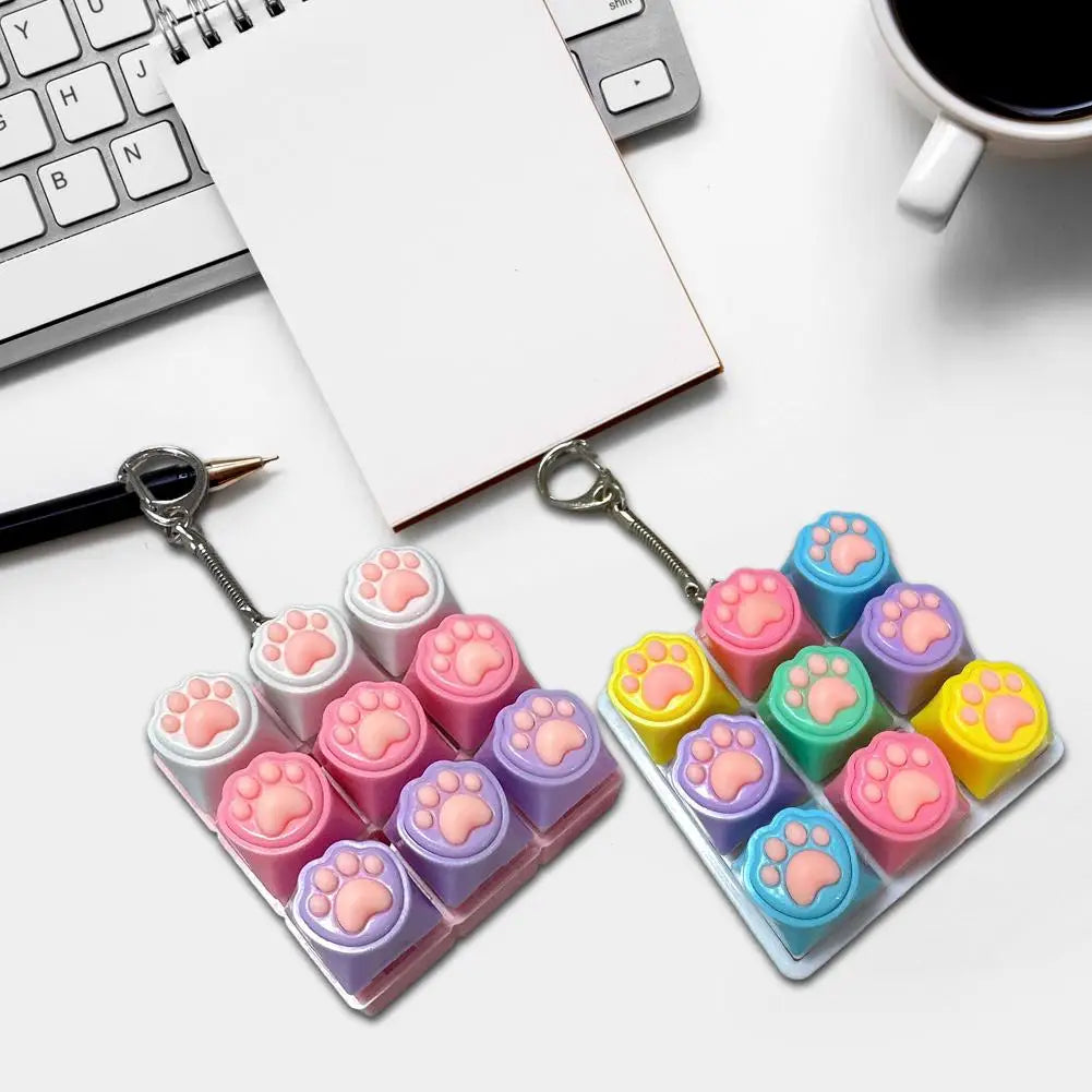 9-Key Cat Paw Fidget Keyboard Toy – Stress Relief Keychain Fidget Stress Toy Oasis Select