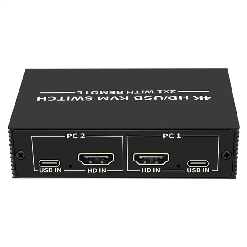 4K HDMI USB Switch Selector 2 in 1 Out 2 Port HDMI KVM Switch with Desktop Controller Sharing Monitor USB 2.0 Mouse Keyboard Oasis Select