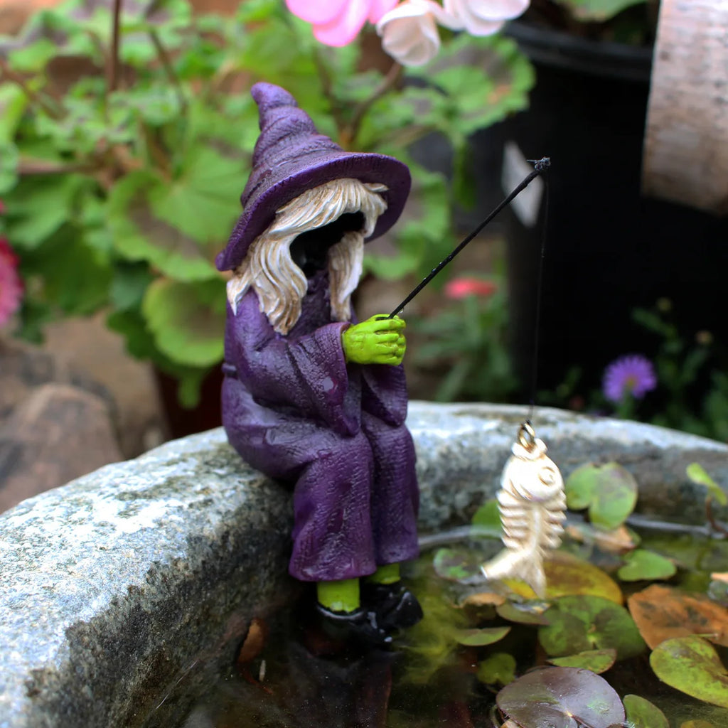 Halloween and Ghost Festival Fishing Witch Resin Handicraft Display Fishing Fish Tank Display Decoration Oasis Select
