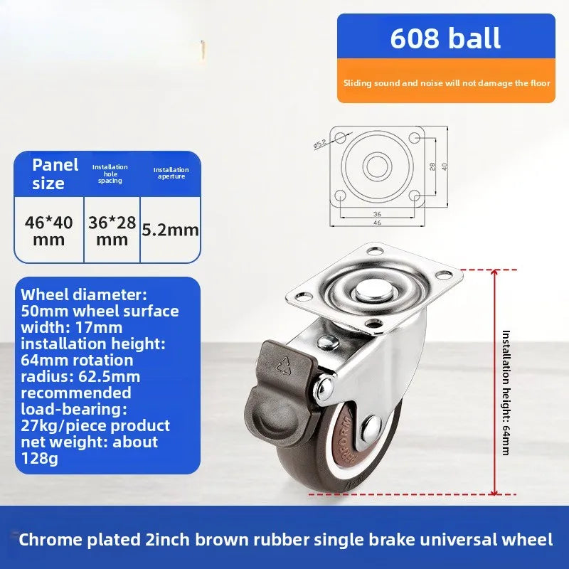 1 1.25 1.5 2 Inch Furniture Caster Soft Rubber Universal Wheel Swivel Caster Roller Wheel For Platform Trolley Accessories Oasis Select Brake universal 3 1.0 Inch