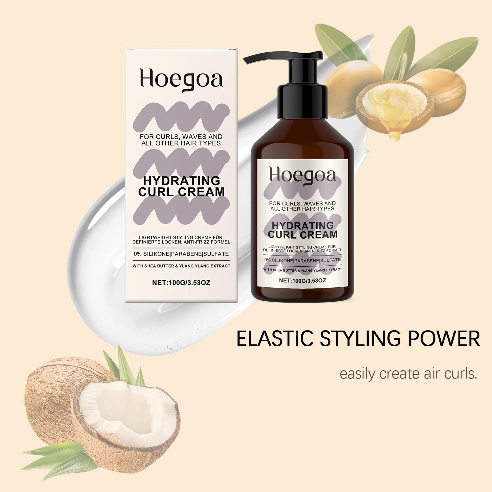 Curly Hair Cream Hair Curly Boost Lasting Styling Reduce Dry Damaged Frizz Smooth Hydrating Hair Volumizing Cream Conditioner Oasis Select