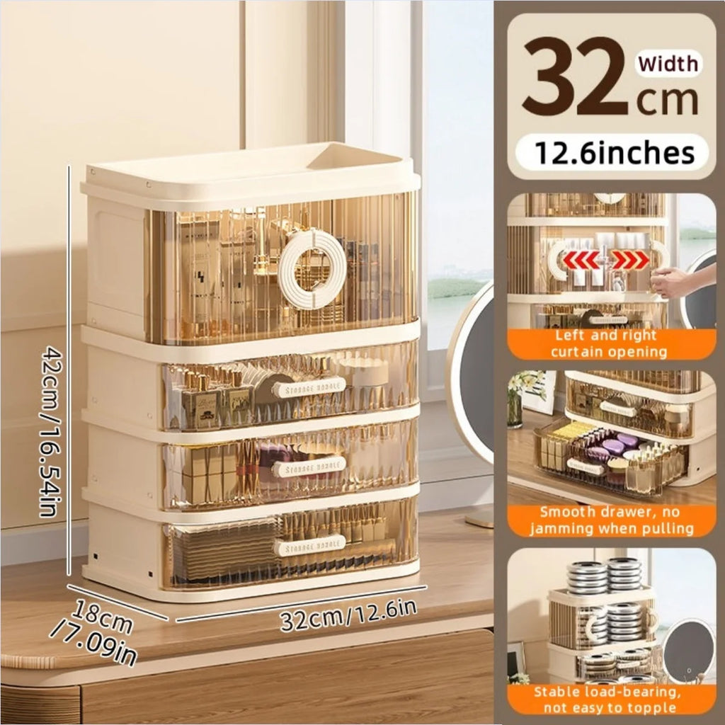 1 pcs Folding storage box, cosmetics desktop dressing table, lipstick and skin care products, large-capacity storage rack Oasis Select 4 Tiers 1 Large