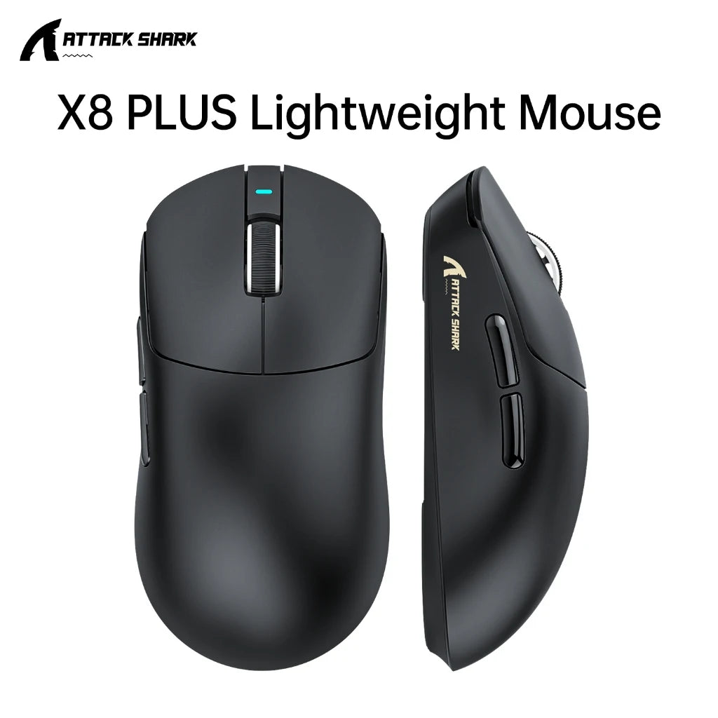 Attack Shark X8 PLUS Wireless Gaming Mouse | PAW3395 PRO Sensor 40K DPI | 1KHz Polling | 55g Ultralight | Tri-Mode Oasis Select X8Plus Black Light