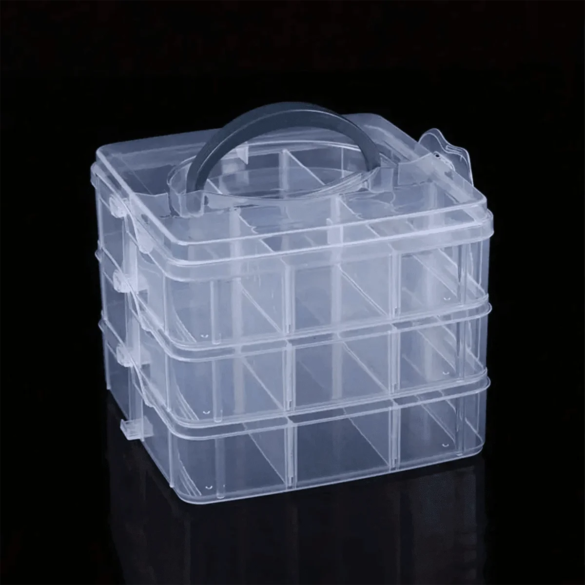 3 Tier 18-Grid Transparent Adjustable Stackable Compartment Slot Plastic Storage Box For Organizing Toys Jewelry Accessories Oasis Select