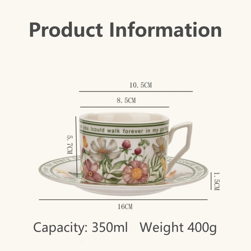 French Retro Style Coffee Cup and Saucer Gift Box Set Afternoon Tea Cup with Saucers Special Tableware High-end Ceramic Cup Oasis Select