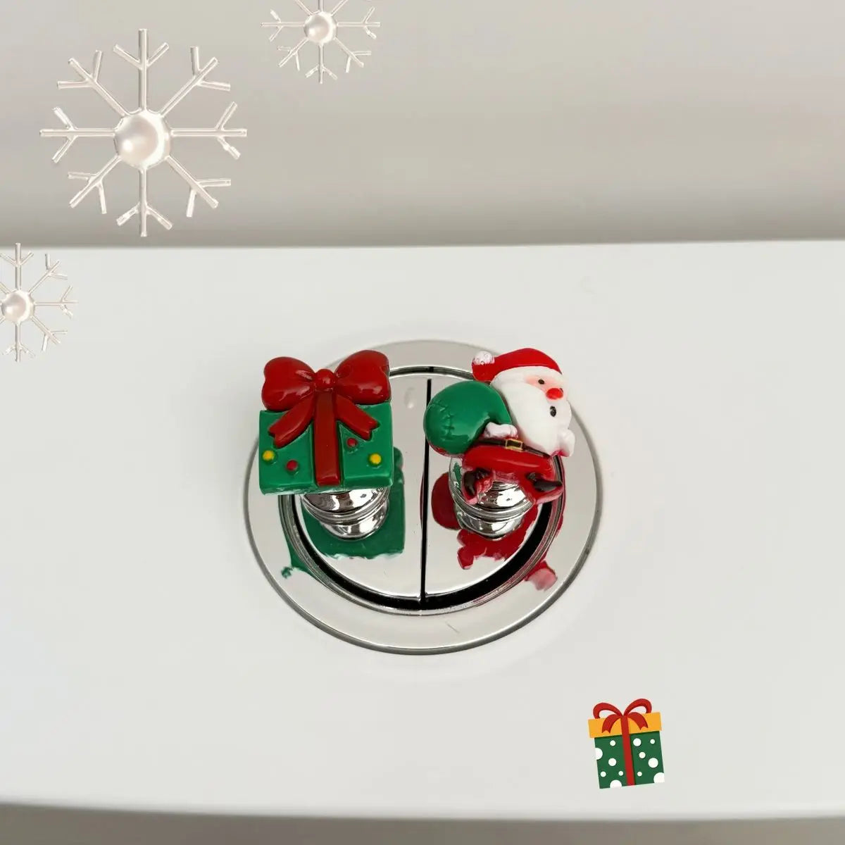 Christmas Series Toilet Press Button Christmas Tree Creative Toilet Water Tank Switch Button Cute Toilet Sticker Oasis Select gift box