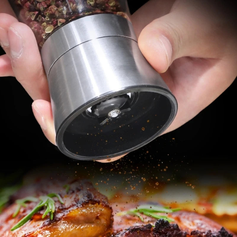 180/200ML Black Pepper Grinder with Stainless Steel Mill Manual Spice Glass Salt and Pepper Grinder Machine for Household Oasis Select