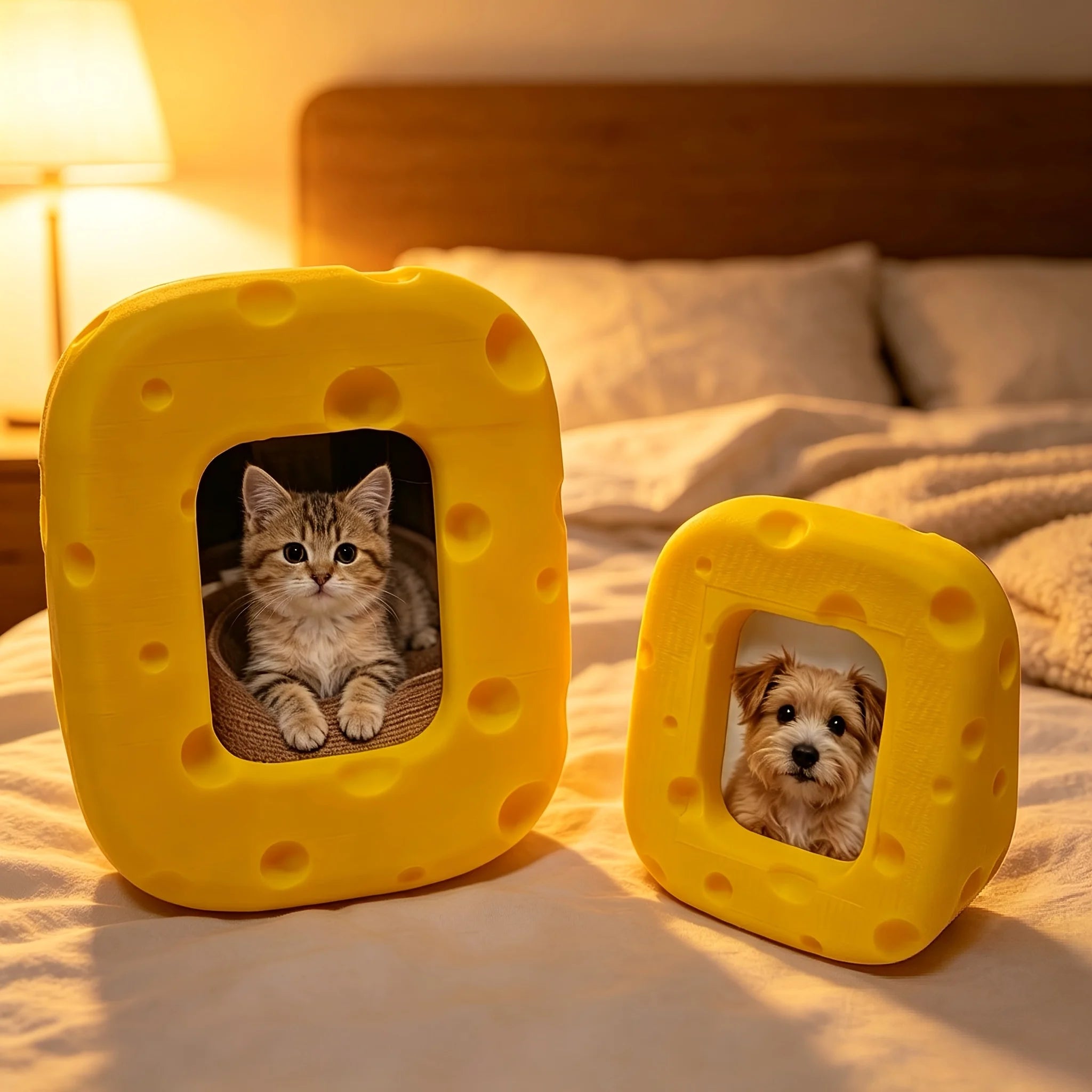 Cute Swiss Cheese Photo Frame Pet Picture Holder Decor Ornaments for Home Desktop Shelves Fun Home Decor for Cat Dog Owners Gift Oasis Select