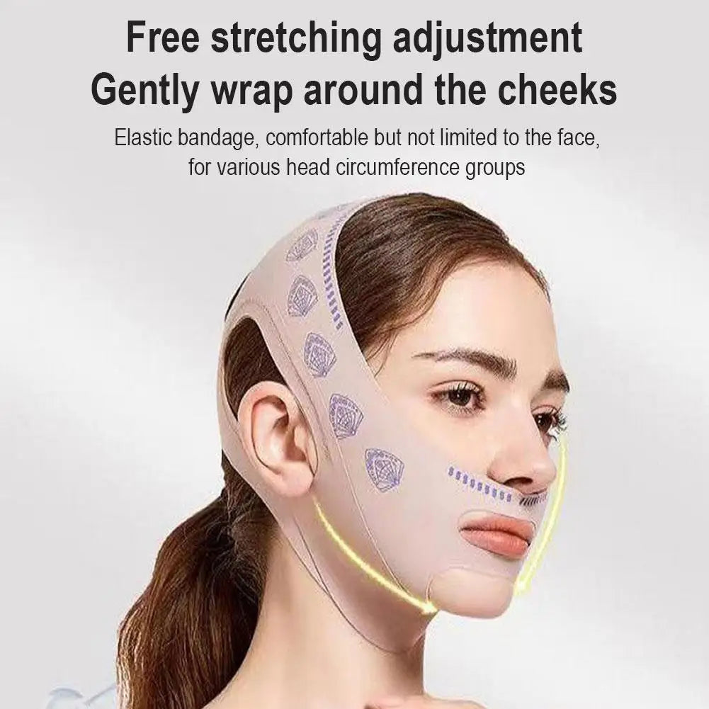 Double-deck Face Slimming Bandage Face Lifting Belt V Line Face Slimming Strap Double Chin Tightener Slim Strap Facial Mask Tool Oasis Select