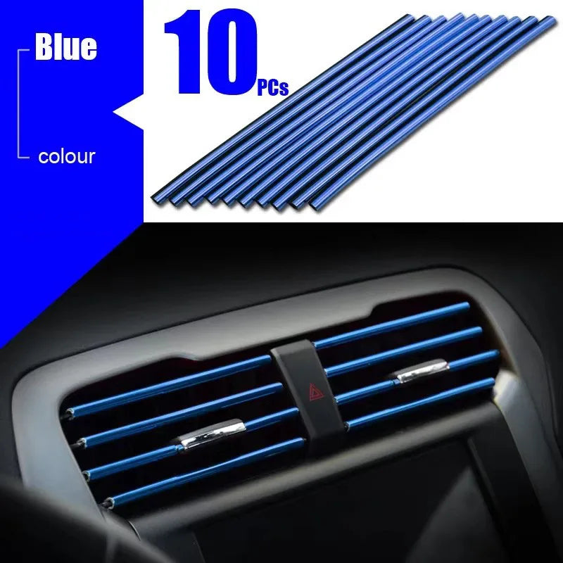 10/20pcs Car Air Conditioner Decoration Strip For Vent Outlet Moulding Trim Strips Car Styling Car Door Edge Corner Decoration Oasis Select 10pcs Blue