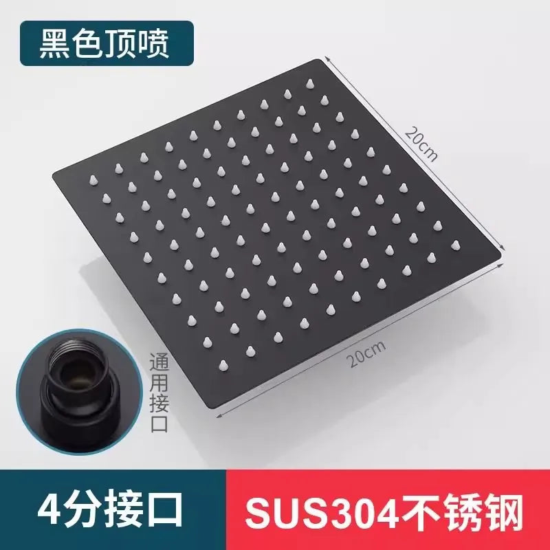 New 1Pcs SUS304 Stainless Steel Ultra Thin Waterfall Rectangular Top Shower Pressure Boosting Design Spa Bathroom Shower Head Oasis Select 20cm-B
