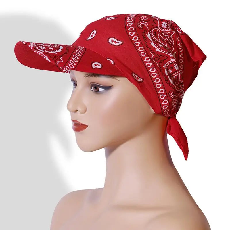 Fashion Wide Brim Baseball Caps Head Scarf Pre-Tied Lightweight Sun Visor Turban Breathable Bandana Scarf Cap Women Outdoor Oasis Select A3