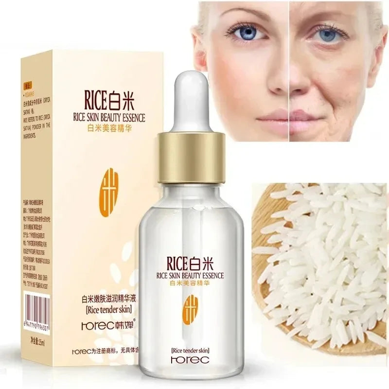 White Rice Face Serum Shrink Pores Brightening Whitening Cream Anti Aging Lines and Wrinkles for Glowing Skin Firm Care Essence Oasis Select