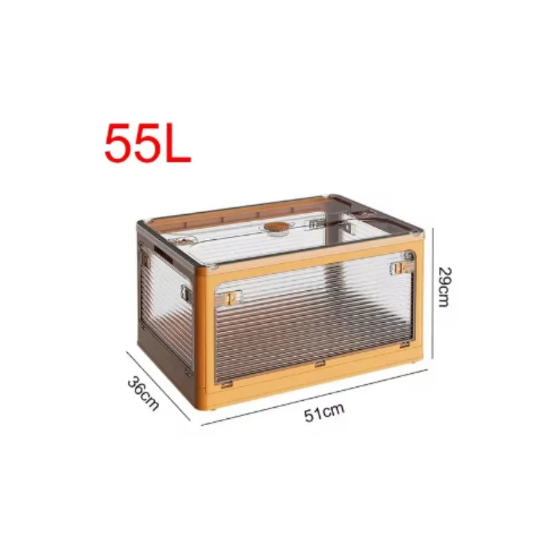 Large Capacity Storage Box with Lid Toys Books Food Sundries Organizer Foldable Car Storage Bin Closet Clothes Container Outdoor Oasis Select Yellow 55L