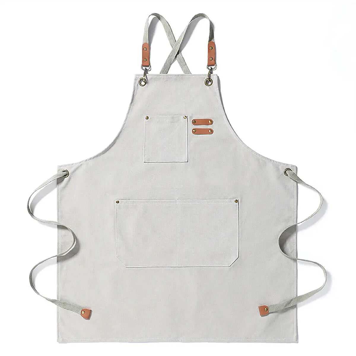 Kitchen Thicken Canvas Apron For Woman Men Waterproof Stain-Resistant With Pockets Cooking Apron Woodworking Painting Work Apron Oasis Select White