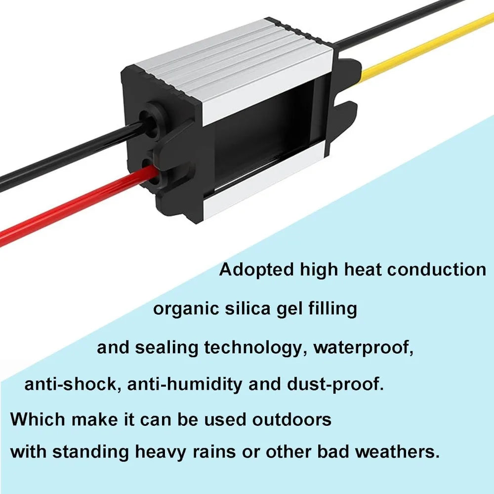 12V To 9V 2A Converter DC Buck Voltage Regulator Transformer Power Supply Waterproof Car Converter With Led Light Car Truck Boat Oasis Select