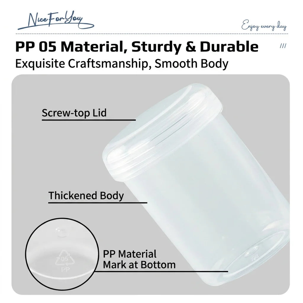20/30/40/50mlRefillable Transparent Plastic Sealed Jars, Food Grade Thickened PP Leak-proof Containers for Travel Cosmetic Oasis Select