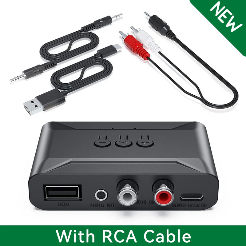 Bluetooth 5.4 Audio Receiver U Disk RCA 3.5mm AUX USB Stereo Music Wireless Adapter With MIC For Car Kit Amplifier Wired Speaker Oasis Select With RCA Cable