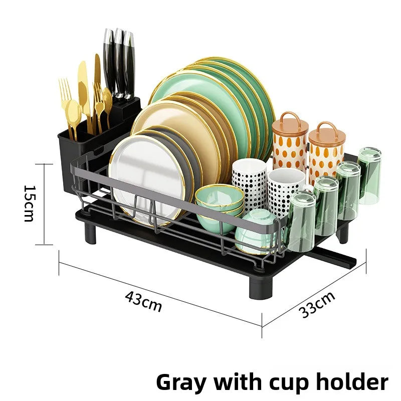 Kitchen Shelf Storage Artifact Multifunctional Dish Rack Drain Rack Dish Storage Dish Rack Oasis Select 1 Layer-Grey BJ