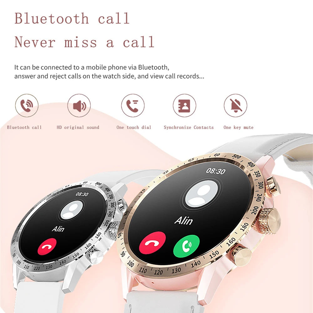 New Fashion Women 1.28" AMOLED Smartwatch Blue Tooth Call Smart Watch Heart Rate Sports Fitness Lady Waterproof Voice Assistant Oasis Select