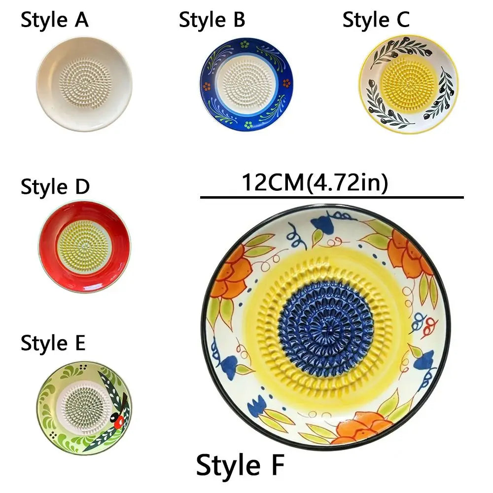 Ceramic Garlic Grater Grinding Bowl – 12cm Non-Slip Plate