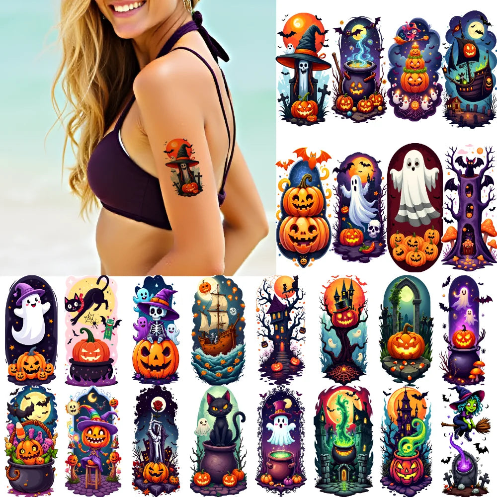 12-Piece Halloween Spooky Temporary Tattoo Stickers for Adults Temporary Tattoo Stickers Oasis Select