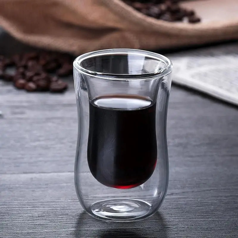 Double Wall Glass Cup Transparent Heat Resistant Milk Water Mini Whisky Cup Espresso Coffee Cup Bar Drinkware Gift Oasis Select