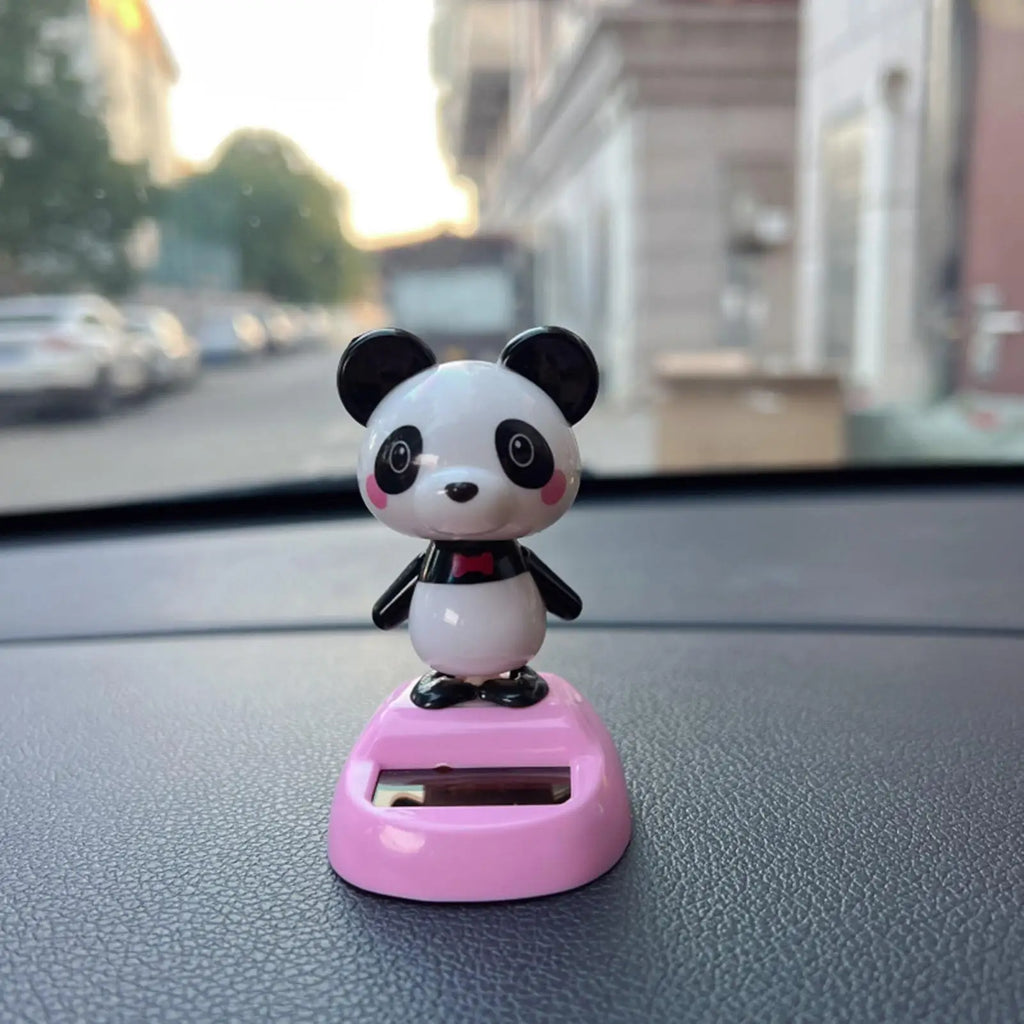 Solar Power Cute Panda Car Dashboard Decorations Automatic Head Swinging Doll Car Dashboard Ornament Gift Auto Interior Decor Oasis Select