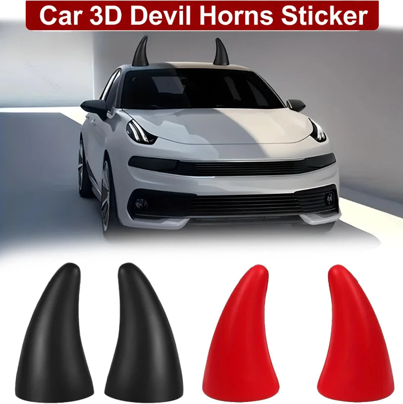 3D Devil Horn Car Roof Sticker | TPU Bull Horns Decal 2PCS