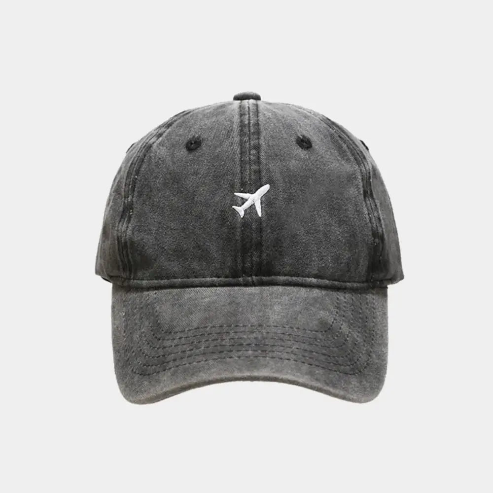 Washed Cotton Airplane Embroidered Baseball Cap Hip Hop Adjustable Peaked Cap Distressed Sunscreen Plane Dad Hat Oasis Select