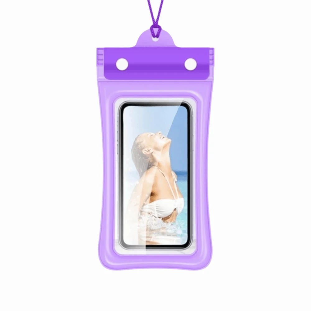 Floating Design Water-Sprinkling Festival Phone Pouch Transparent Touchable Swimming Bag Three Fold Full View Waterproof Bag Oasis Select Purple