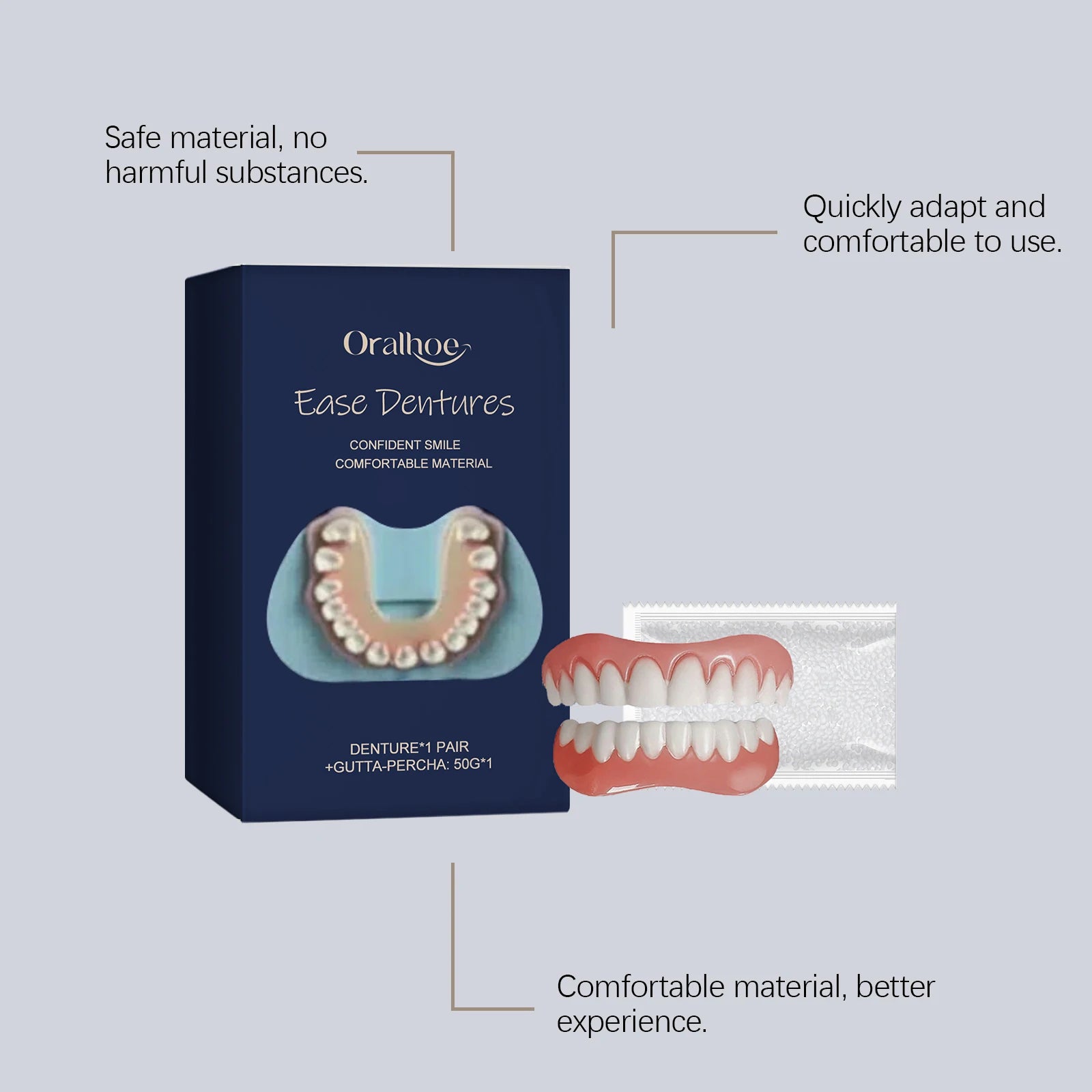 Snap-on Veneer Dentures: A Teeth Cosmetic Set for Enhancing Smile Comfort, a Denture Kit with Comfortable Material Oasis Select