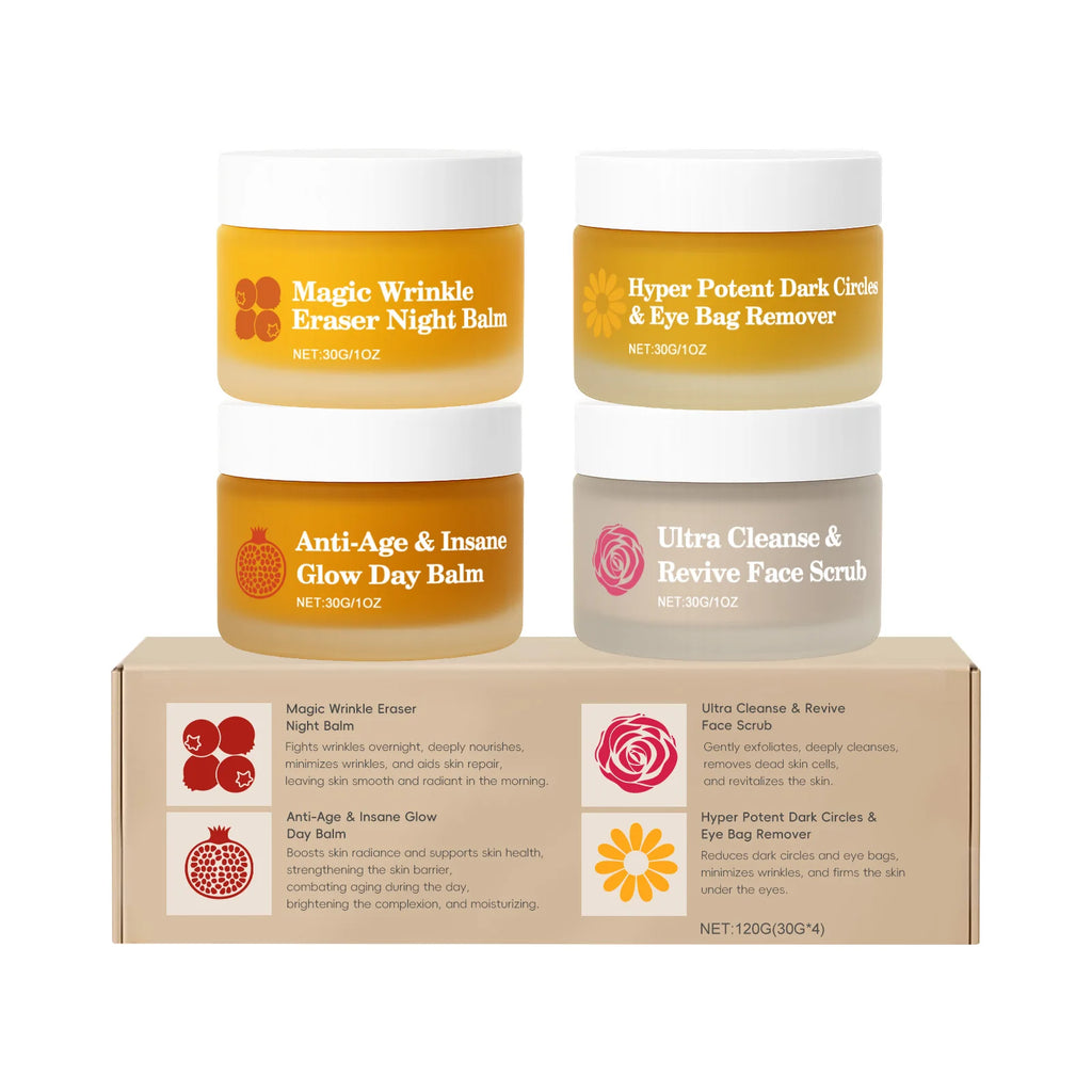 Deep Hydration Firming Skin Gentle Exfoliating Face Care Multi Effect Set for Dry Skin Renewing Kit Daily Skincare Night Repair Oasis Select 30g X 4boxed