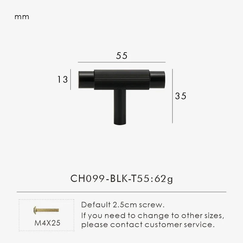 Solid Brass Linear Cabinet Handle Drawer Tbar Cabinet Door Pull White Matte Gold Bronze Available Many Size Opation Oasis Select CH099-BLK-T55