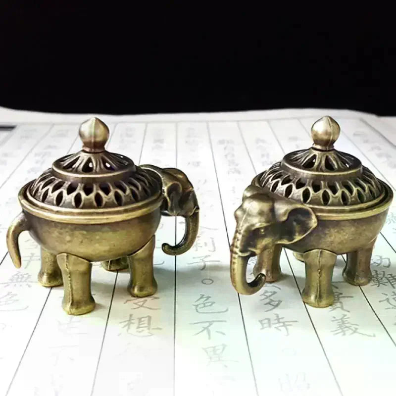 Elephant Lucky Incense Burner Metal Lotus Incense Burner Bowl Incense Holder With Handle Yoga Meditation Home Decor AncientStyle Oasis Select