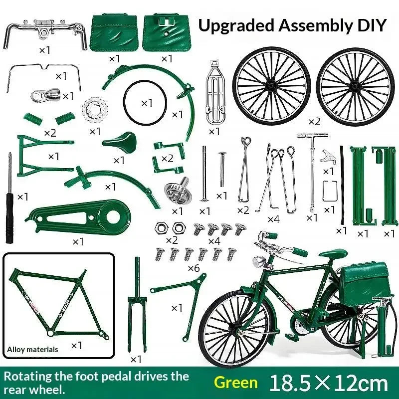 1:10 Diecast Metal Retro Mountain Bike Model with Mini Pump