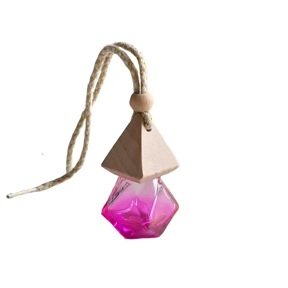 Car Perfume Bottle Perfume Pendant Household Storage Bottle Air Freshener with Flower for Essential Oils Auto Ornament Oasis Select rose red