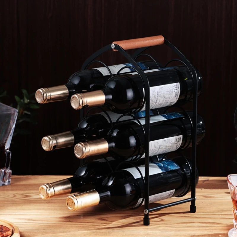 red wine rack European wooden handle portable wine bottle rack desktop wine cabinet ornament red wine display rack Oasis Select