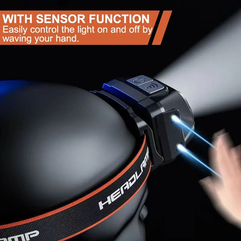 Smart Motion Sensor LED Headlamp USB Rechargeable Headlight Super Bright Waterproof Head Lamp Induction Head Flashlight Oasis Select