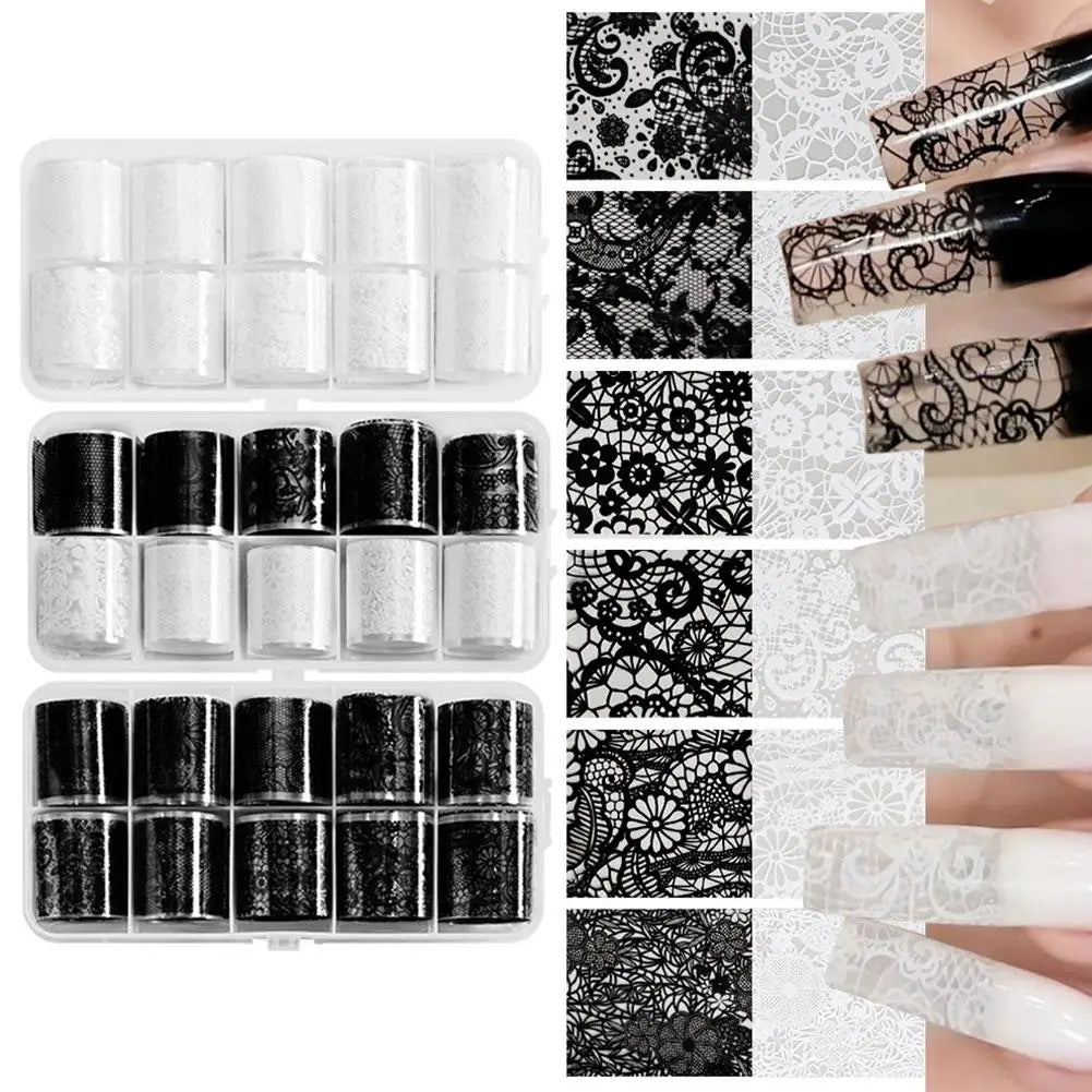 Lace Nail Foil Transfer Wraps – 10 Rolls DIY Nail Art Nail Art Foil Oasis Select