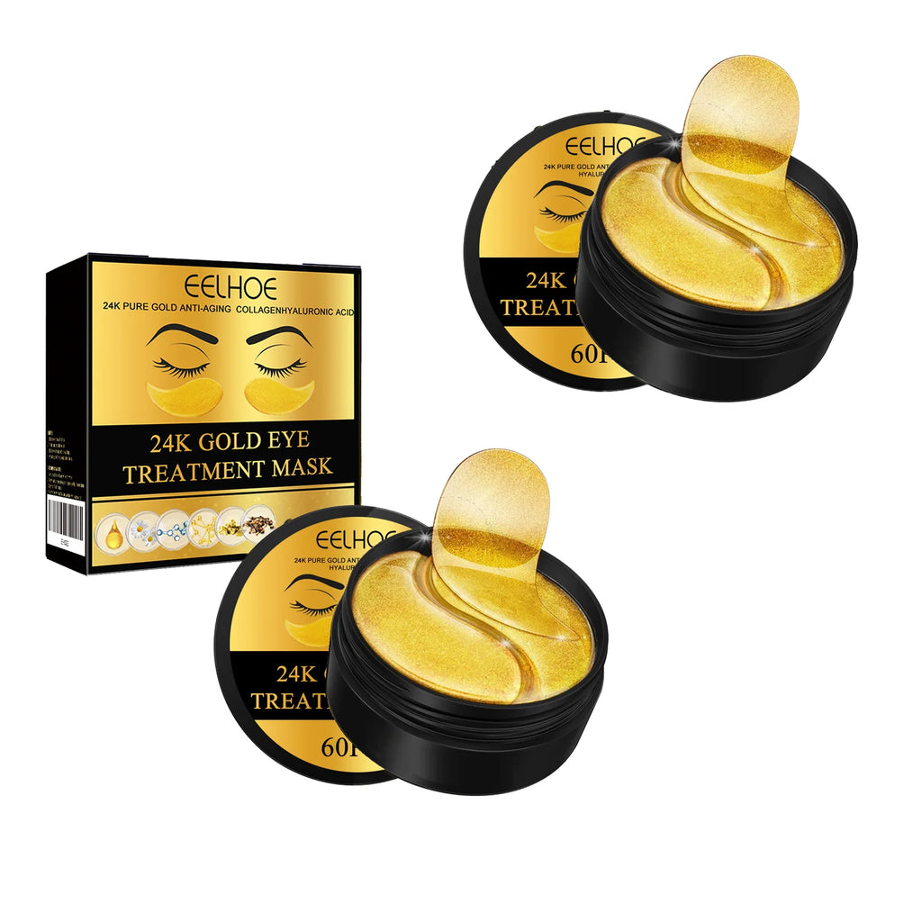 24K Gold Eye Mask Removal Eyes Bags Anti Dark Circles Eliminating Puffiness Moisturizing Firming Eye Skin Care Patches Oasis Select 120pcs