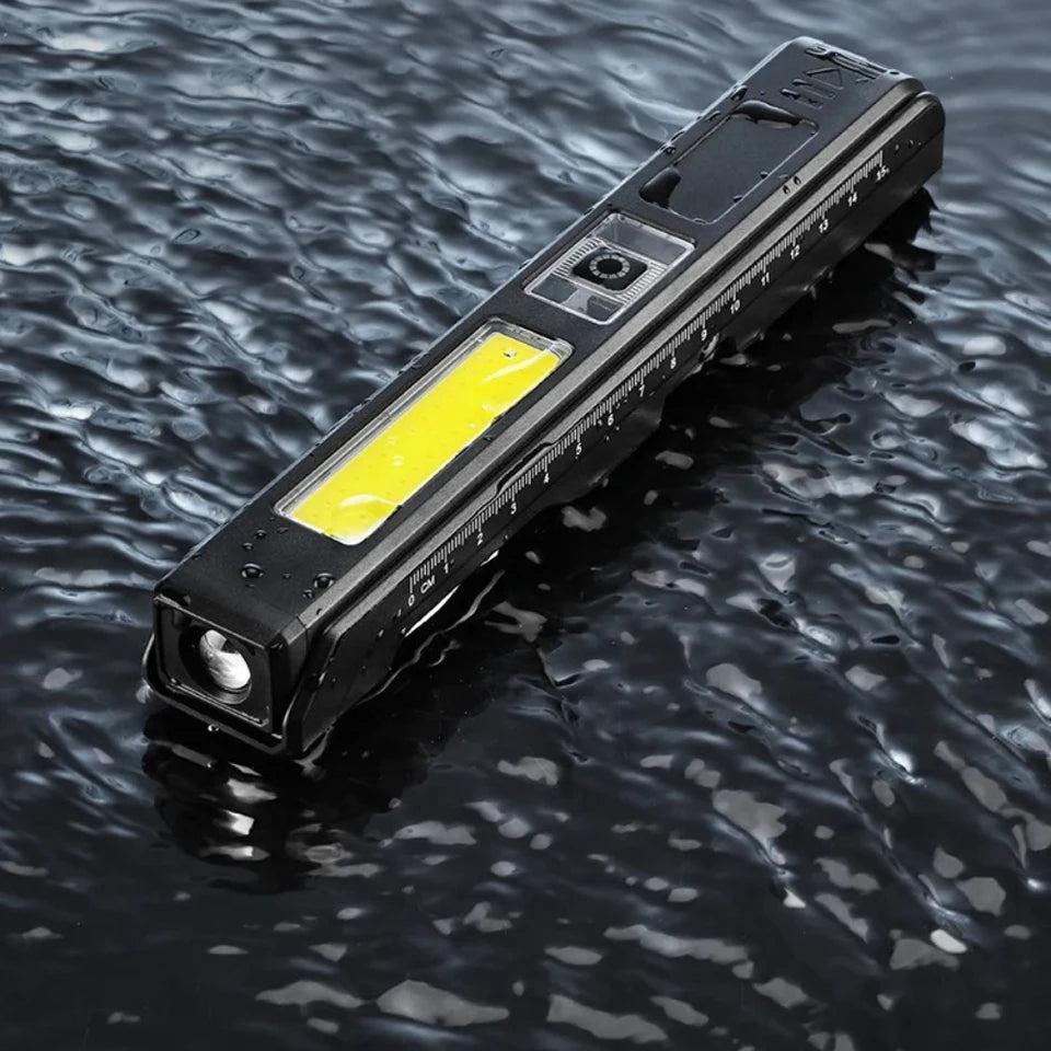 Super Bright LED Handheld Flashlight USB Rechargeable Work Light Outdoor Portable Hook COB Floodlight Emergency Red Blue Light Oasis Select