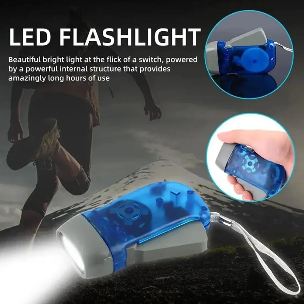 Hand-Powered Mini LED Flashlight – Battery-Free Camping Torch