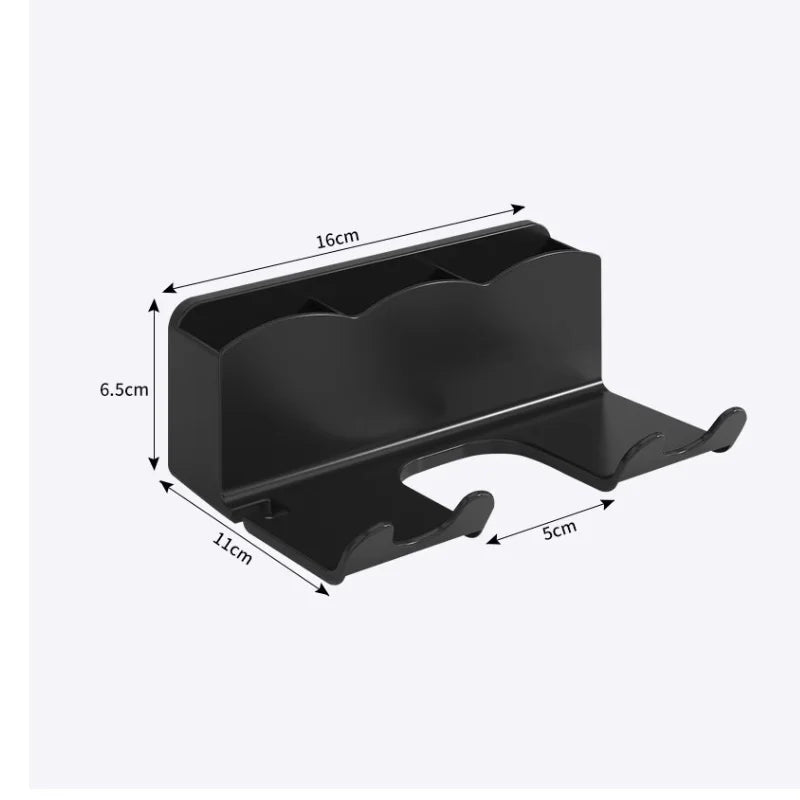 Hair Dryer Storage Rack Wall Mounted 2 in 1 Partition Hands Free Easy Install No Drill Shower Accessory Compact Storage Lazy Hol Oasis Select